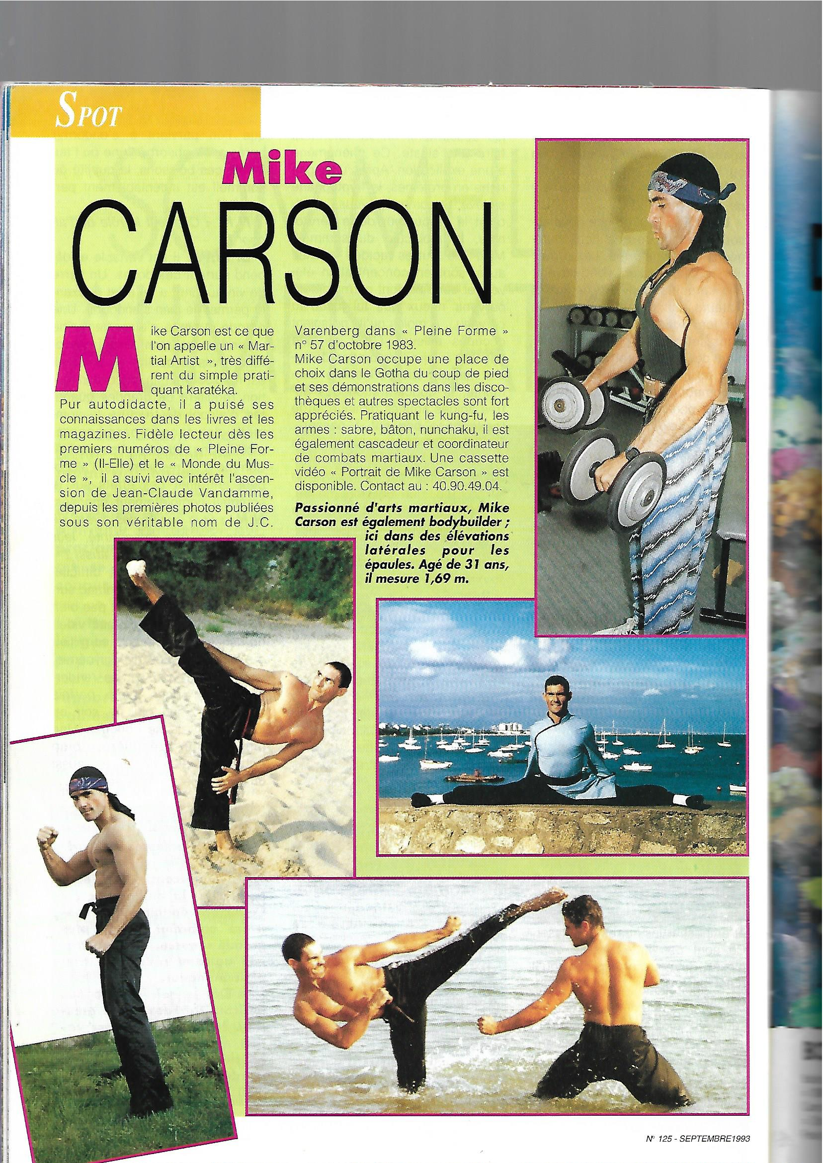 Mike CARSON dans le magazine le Monde du muscle